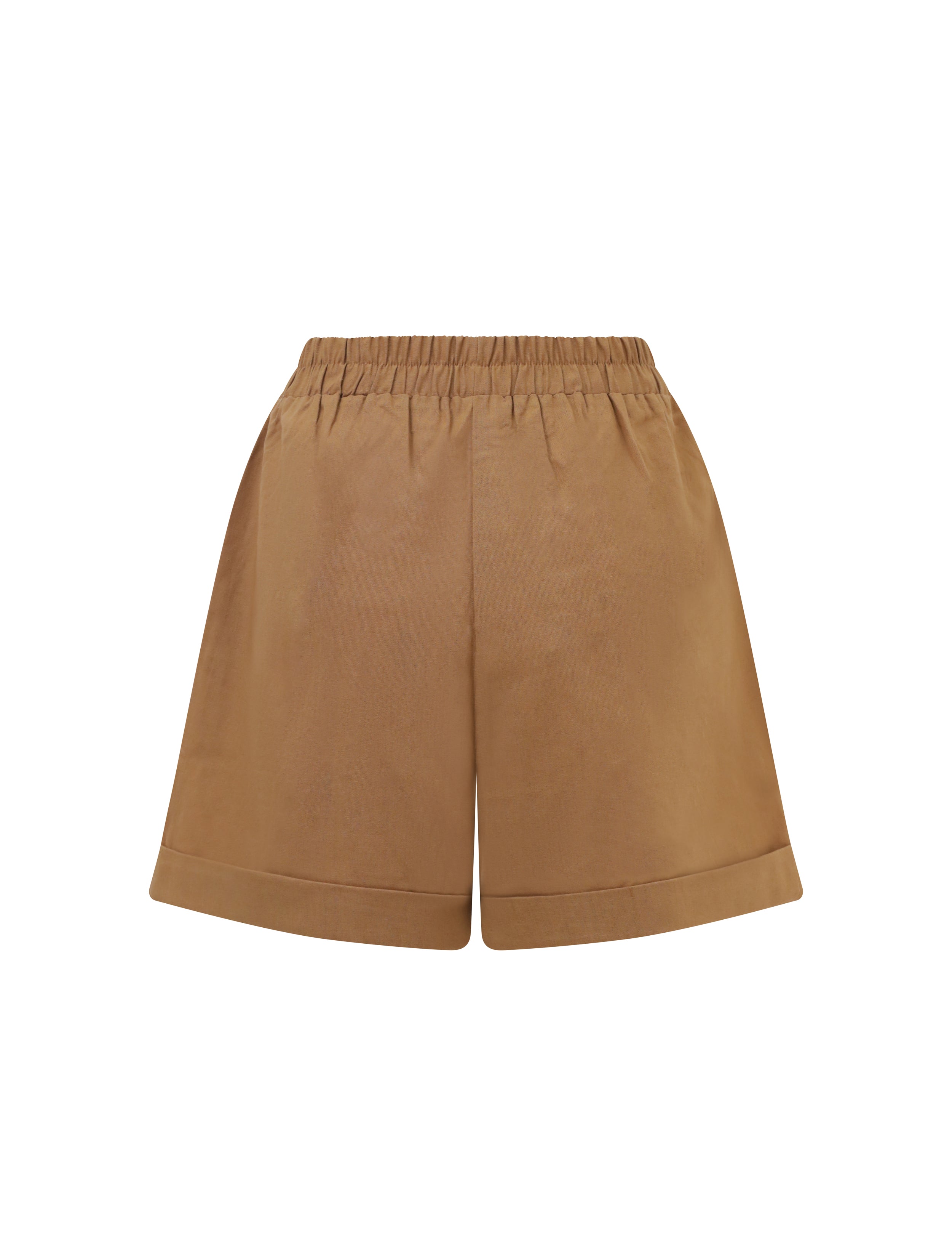 WOMENS HIGH WAIST SHORTS CARAMEL - CY