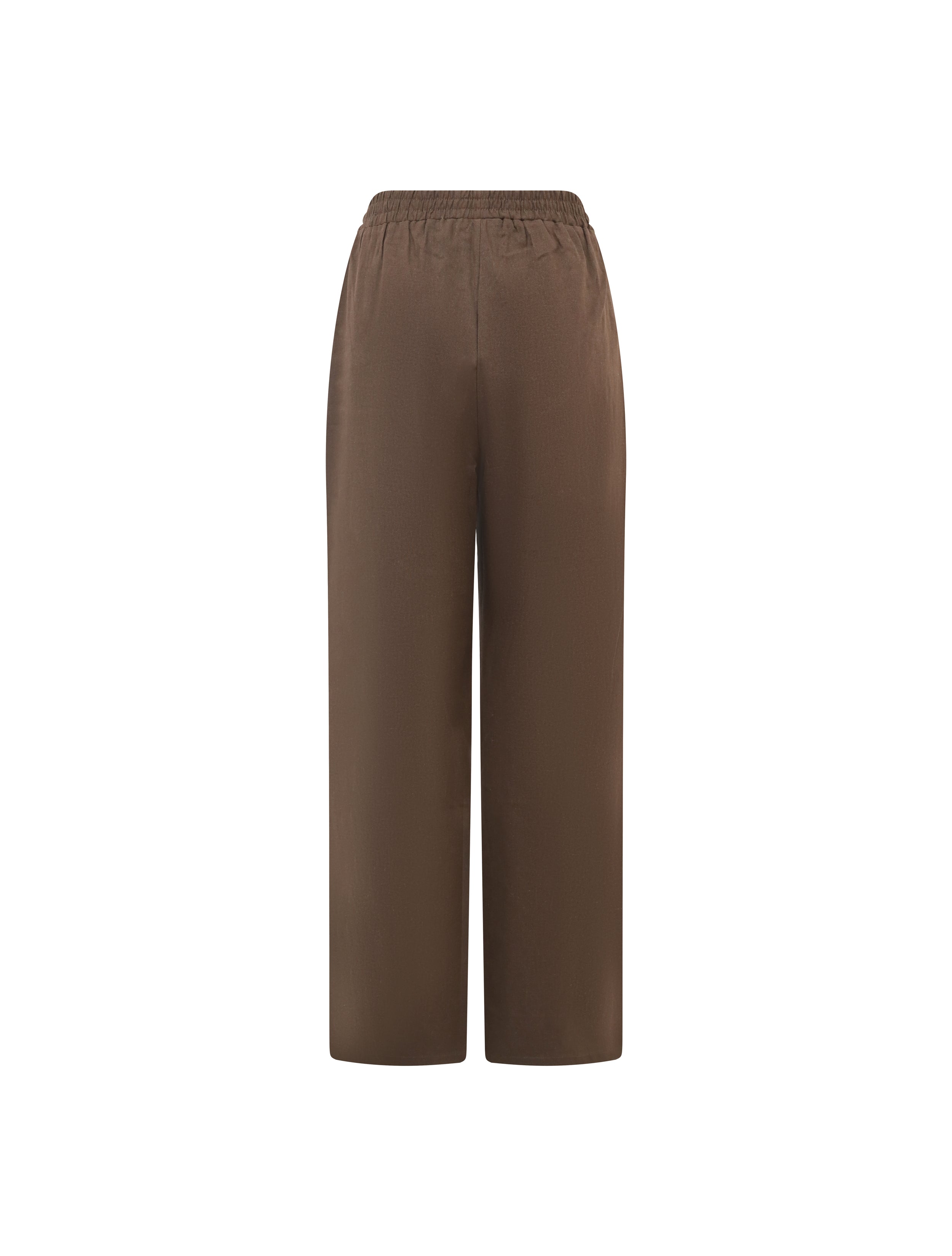 Womens High Waist Linen Trousers Chocolate - CY