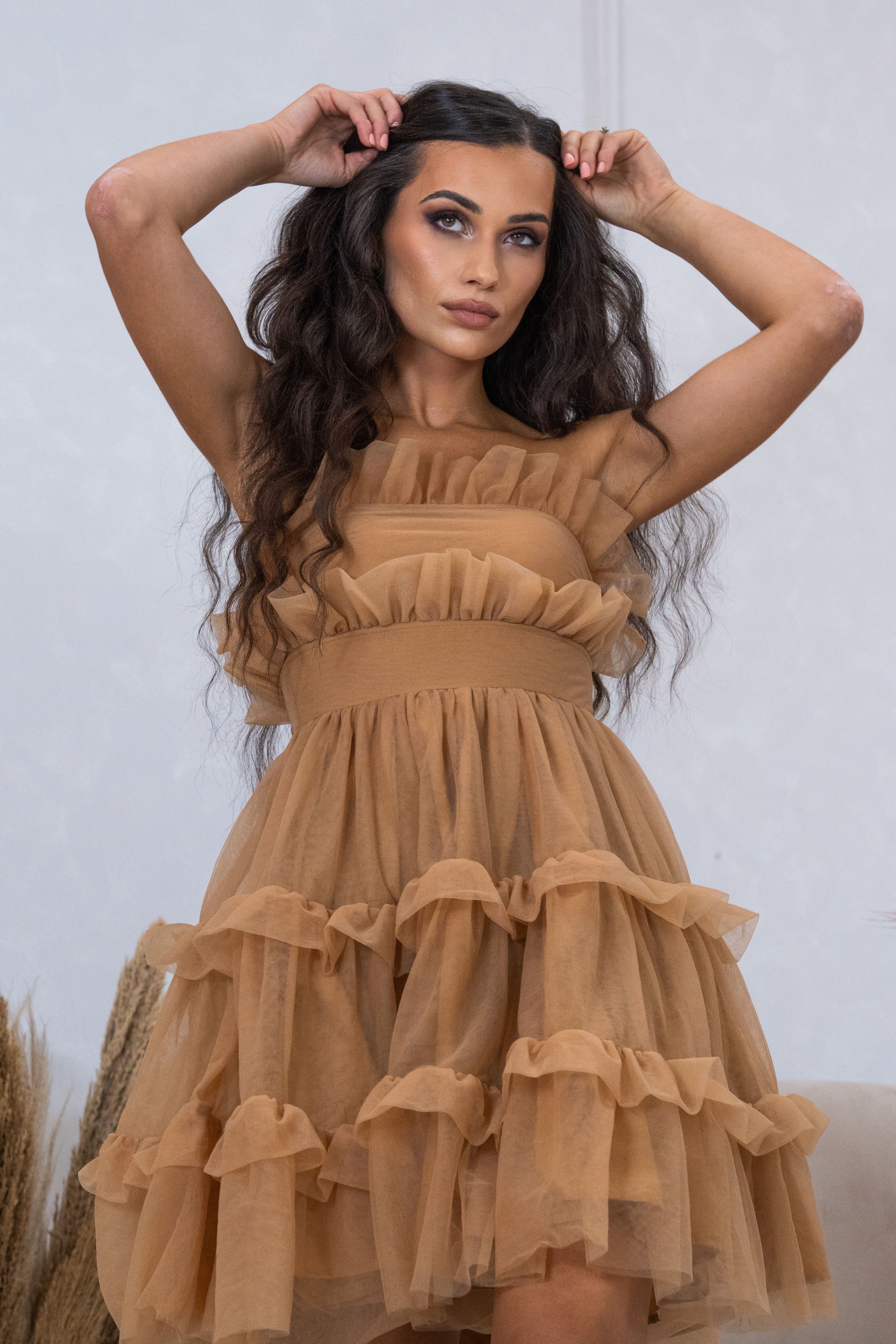 WOMENS TULLE FRILL DRESS - CY