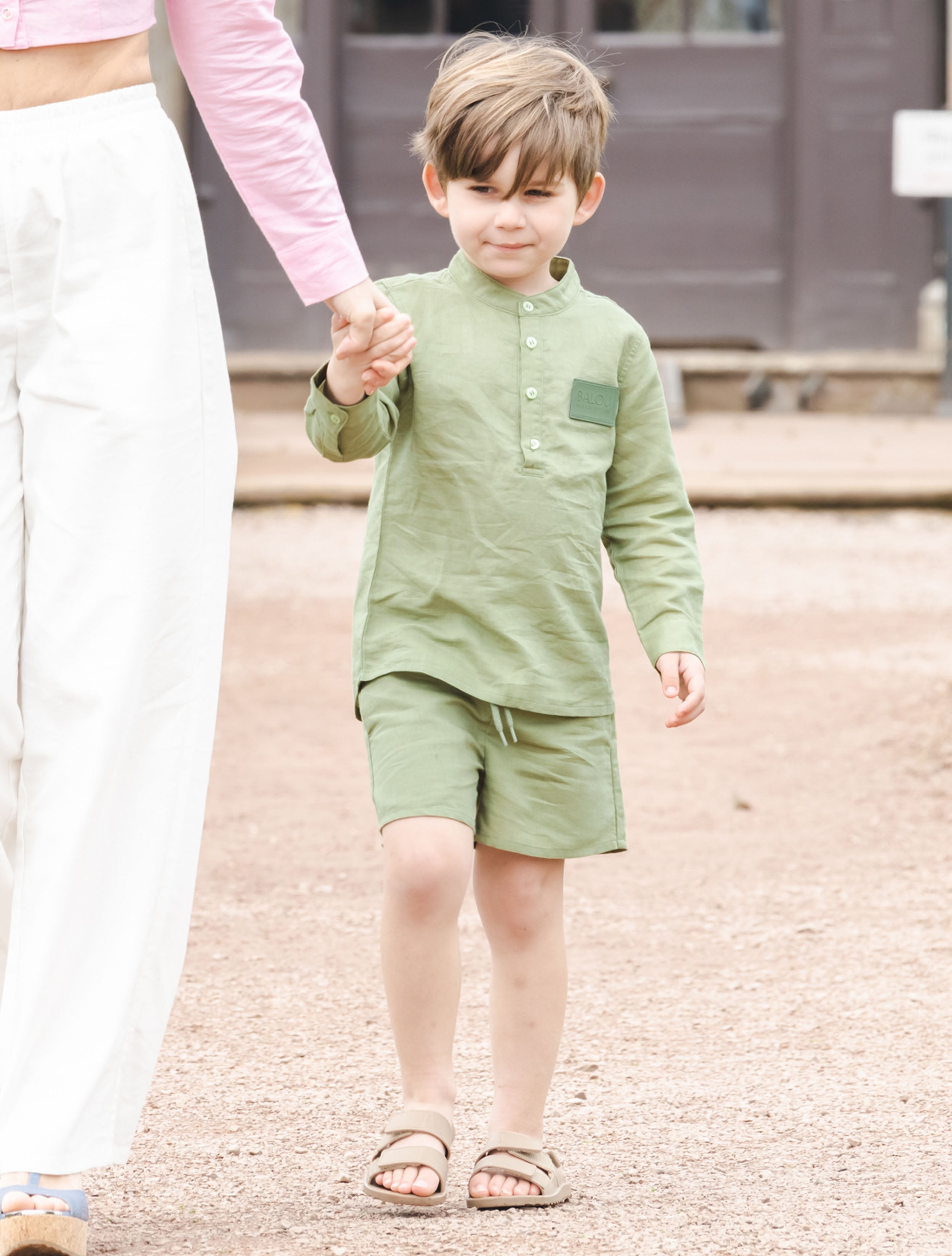 BOYS LINEN SHORTS KHAKI - CY