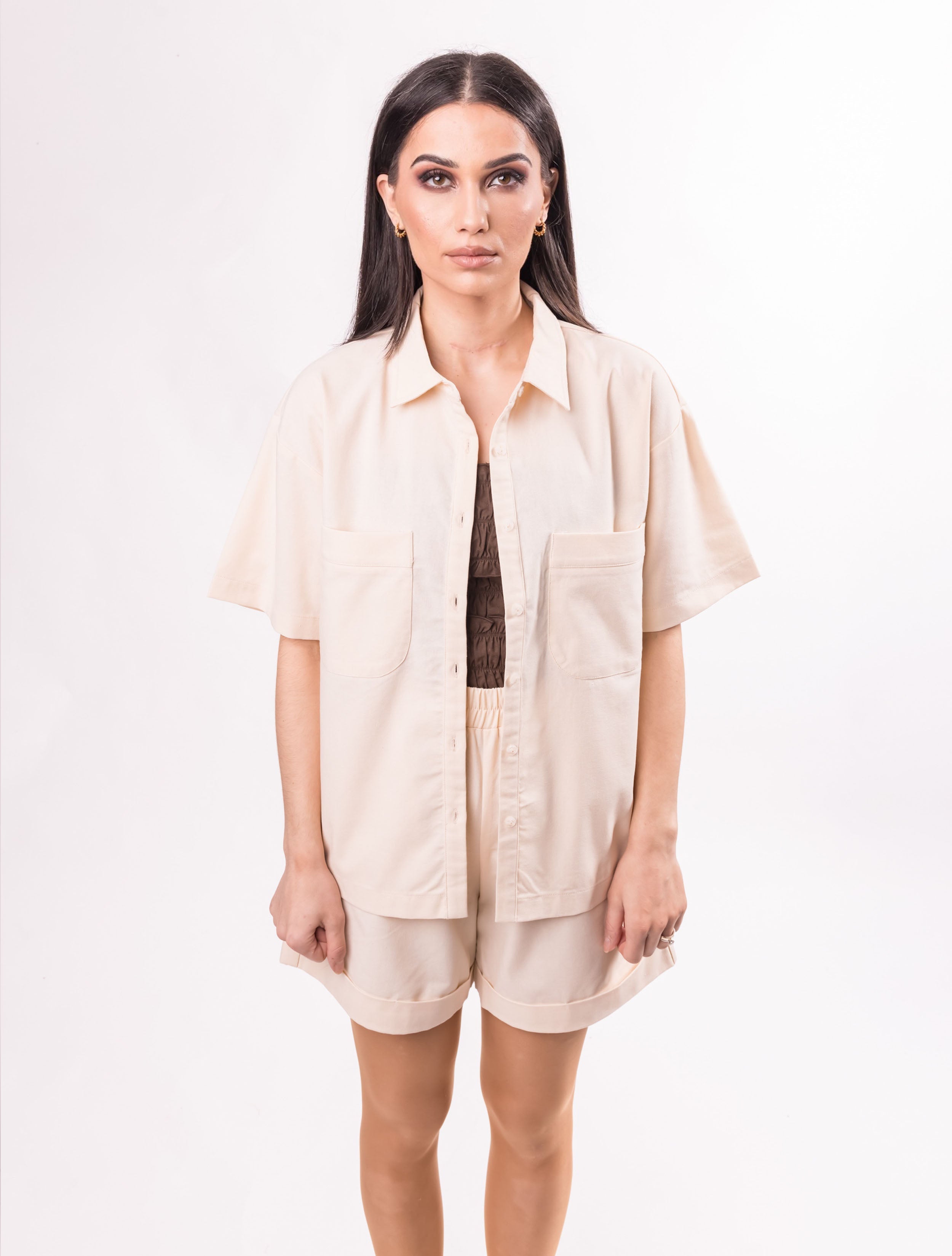 WOMENS LINEN SHIRT NATURAL - CY