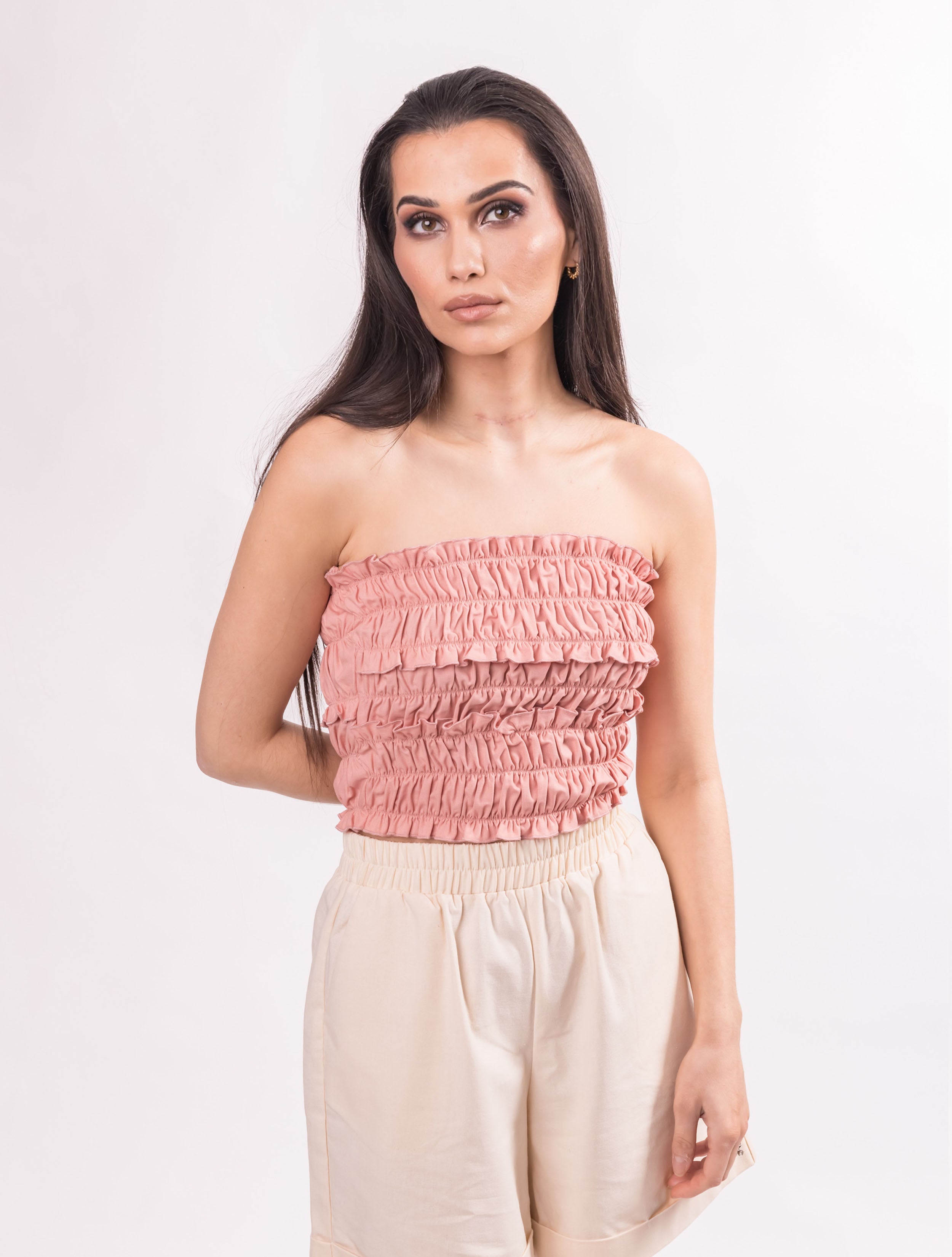 WOMENS SHIRRING TOP CANDY PINK - CY