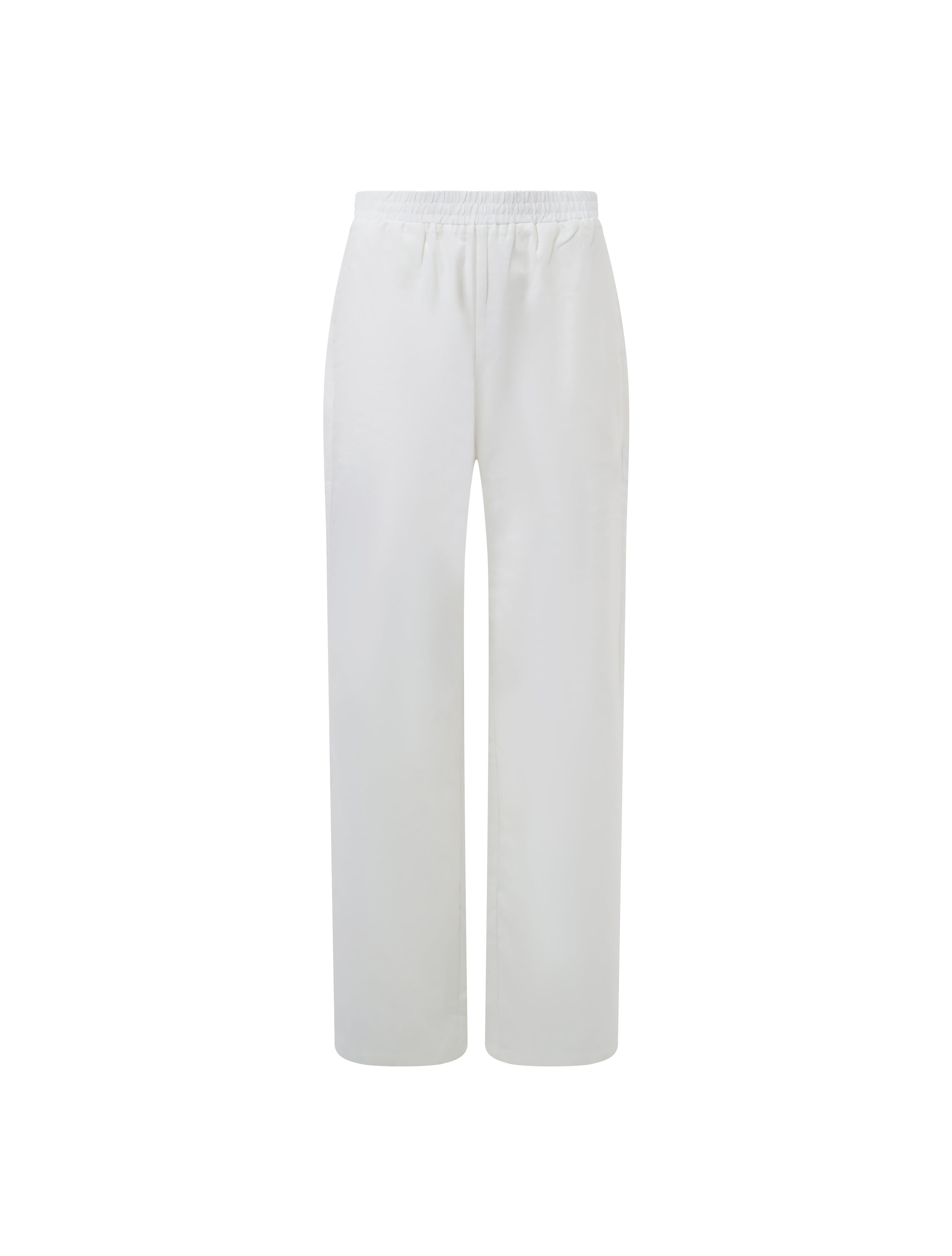 WOMENS HIGH WAIST LINEN TROUSERS WHITE - CY